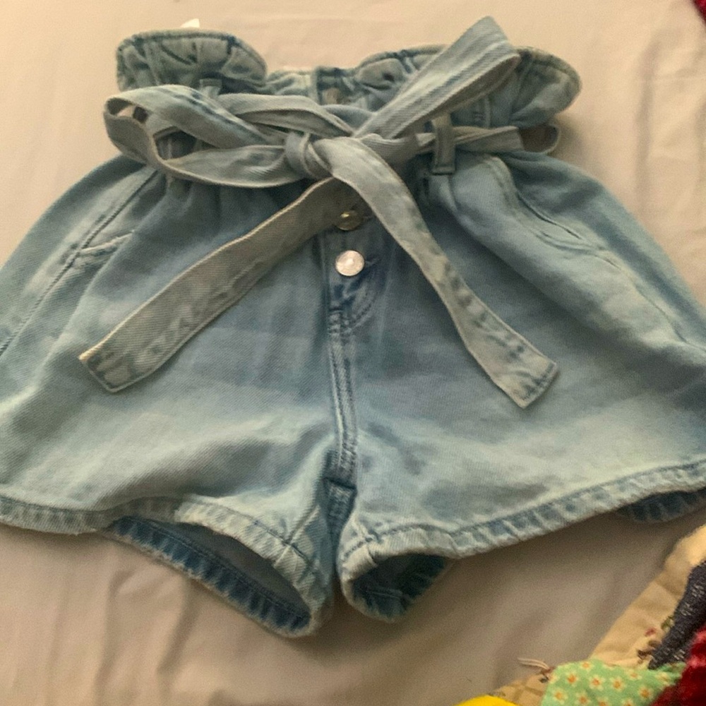 american eagle tie high waisted shorts